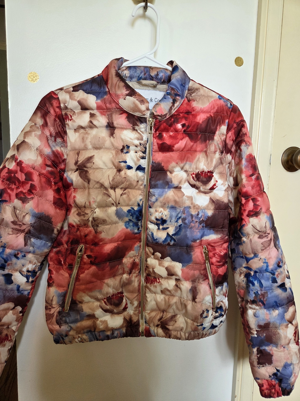 Floral Quilted Bomber Jacket - Red Multi